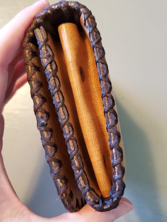 Vintage Leather Wallet Embossed Egyptian Hieroglyphics Pattern OOAK - Picture 9 of 11